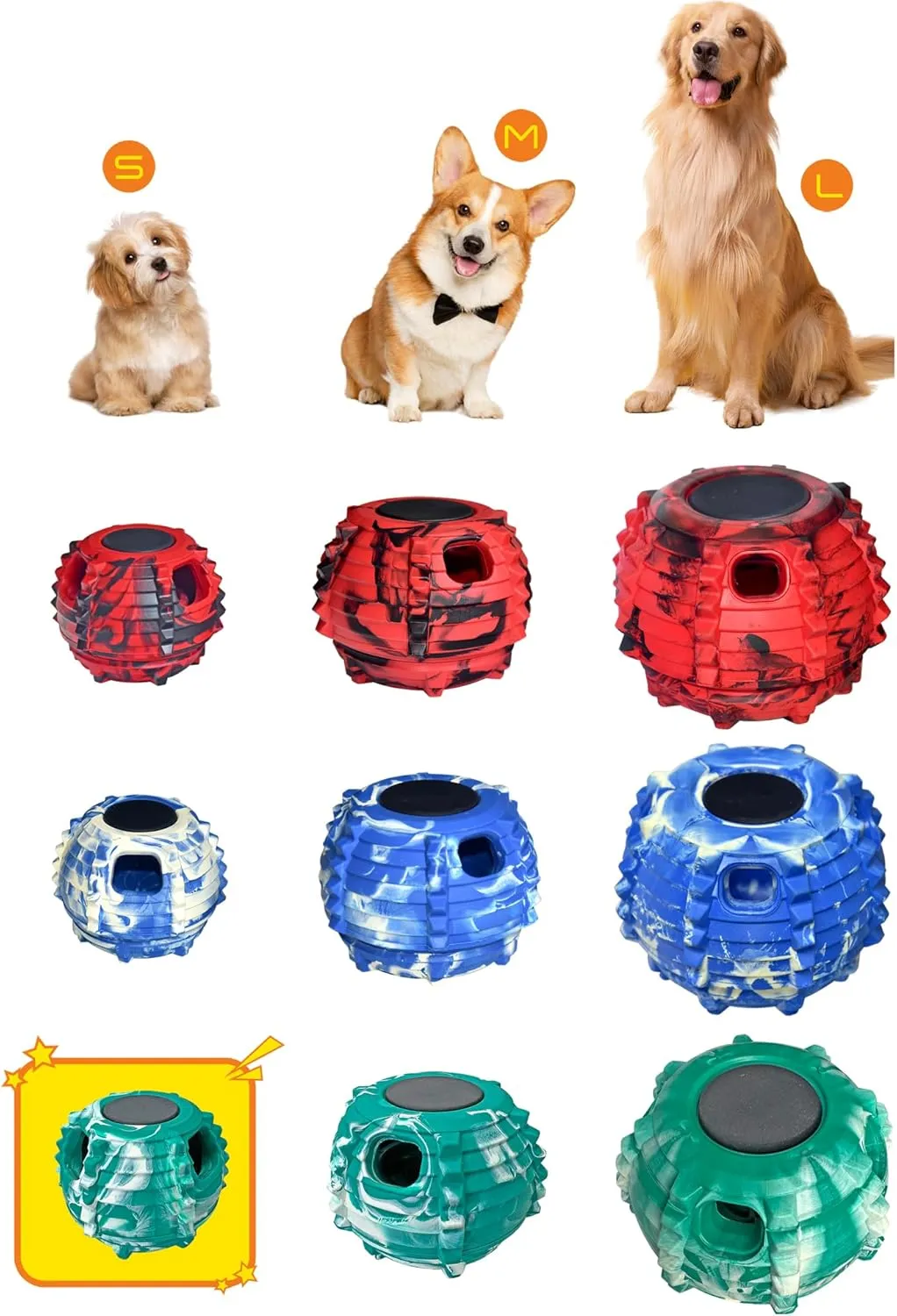 XHX Dog Toy, Durable Small Dog Toys, Interactive Dog Puzzle Play Toy, Stopper (Small, Green and White)