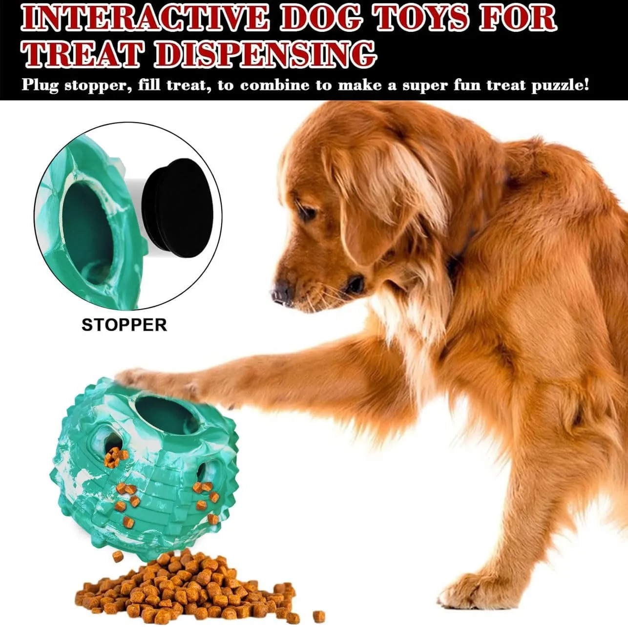 XHX Dog Toy, Durable Small Dog Toys, Interactive Dog Puzzle Play Toy, Stopper (Small, Green and White)