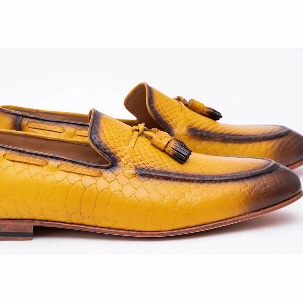 Yellow Patina Python Tassel Loafer
