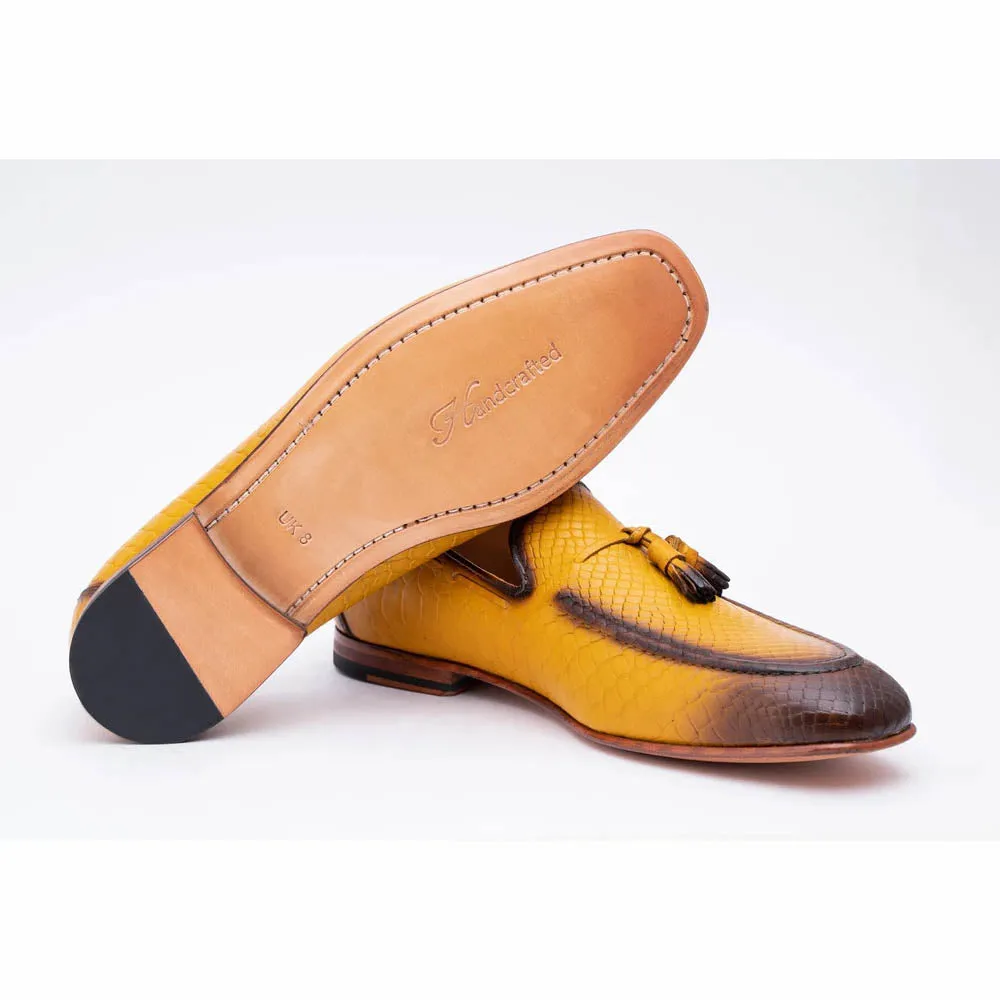 Yellow Patina Python Tassel Loafer