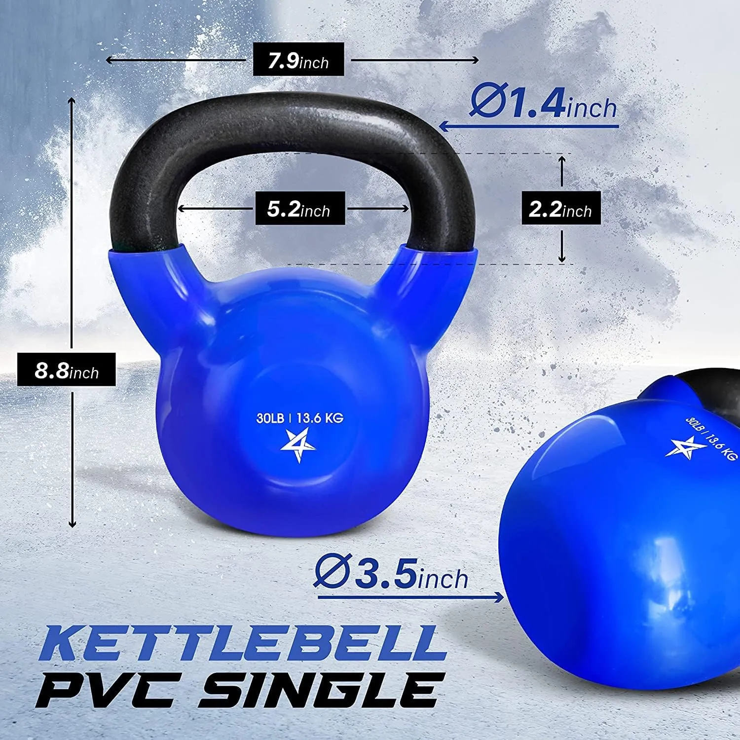 Yes4All 5-65lbs Kettlebells Vinyl Coated Cast Iron for Dumbbell Weights Exercises, Gym, Fitness, Full Body Workout Equipment Push up, Grip and Strength Training