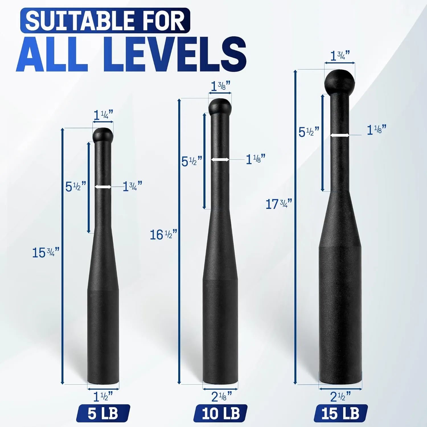 Yes4All Indian Clubs, Durable Steel Club for Training & Rotational Strength, Weighted Club for Grip, Forearm & Functional Exercise, Fitness Clubs Available in 5, 10, 15 LB & Combo Sets