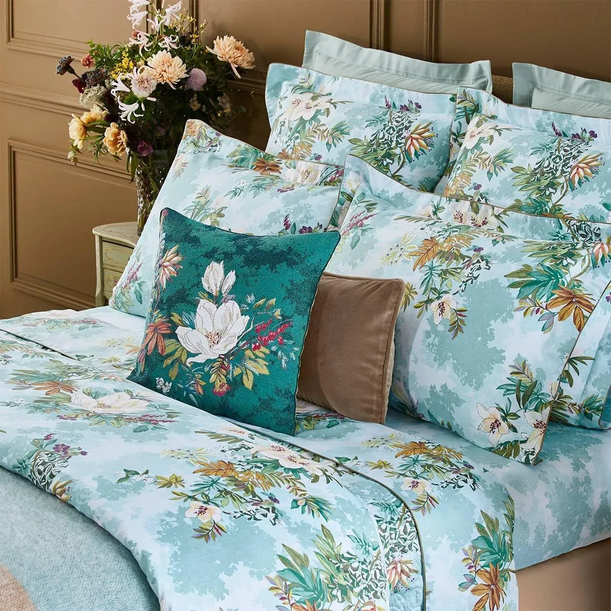 Yves Delorme Panorama Multicolor Full/Queen 94 x 116 in Flat Sheet - Extra Soft and Warm Luxury Sheets, 100% Natural Organic French Bed Linens - Breathable and Durable