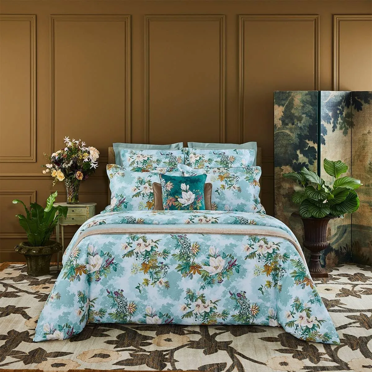 Yves Delorme Panorama Multicolor Full/Queen 94 x 116 in Flat Sheet - Extra Soft and Warm Luxury Sheets, 100% Natural Organic French Bed Linens - Breathable and Durable