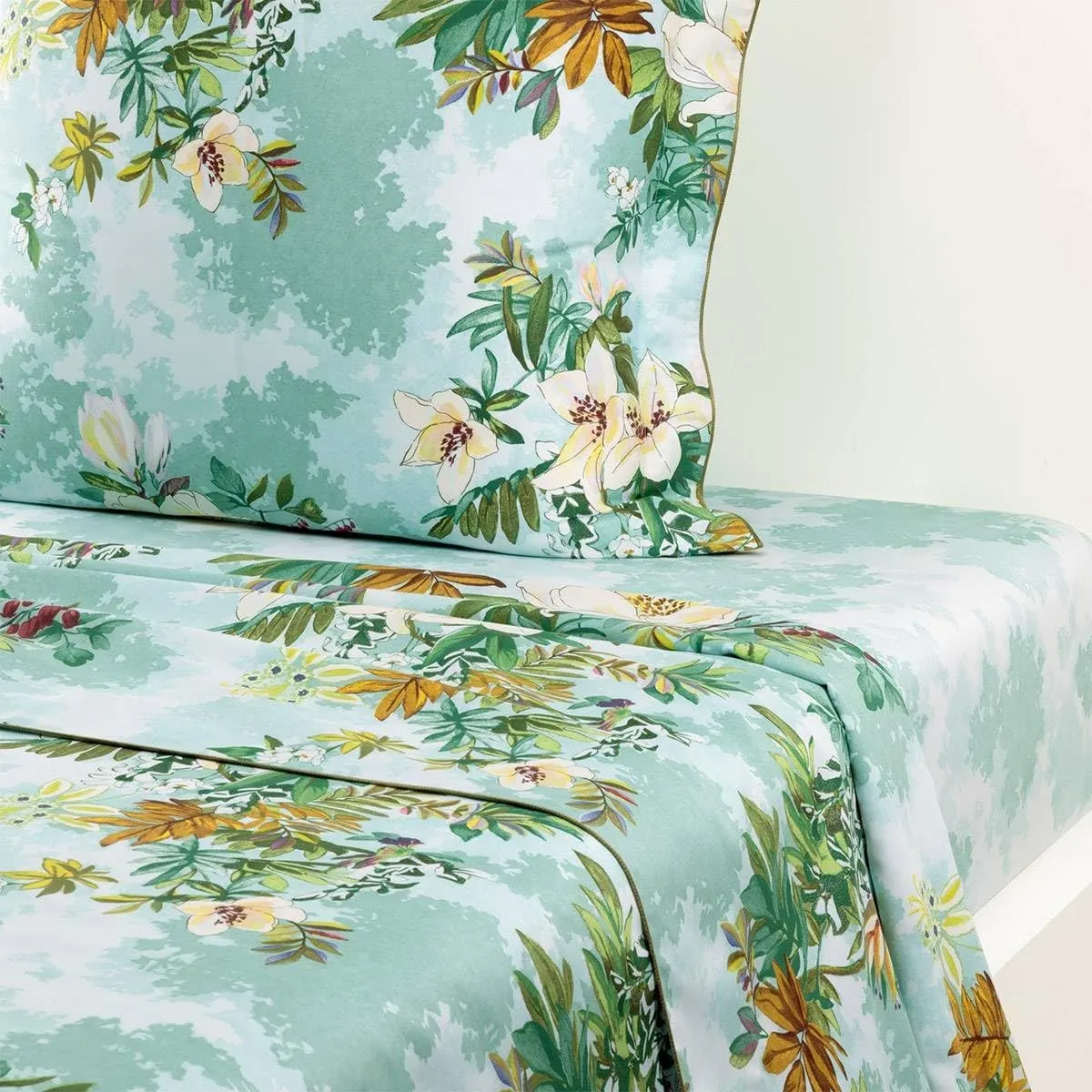 Yves Delorme Panorama Multicolor Full/Queen 94 x 116 in Flat Sheet - Extra Soft and Warm Luxury Sheets, 100% Natural Organic French Bed Linens - Breathable and Durable