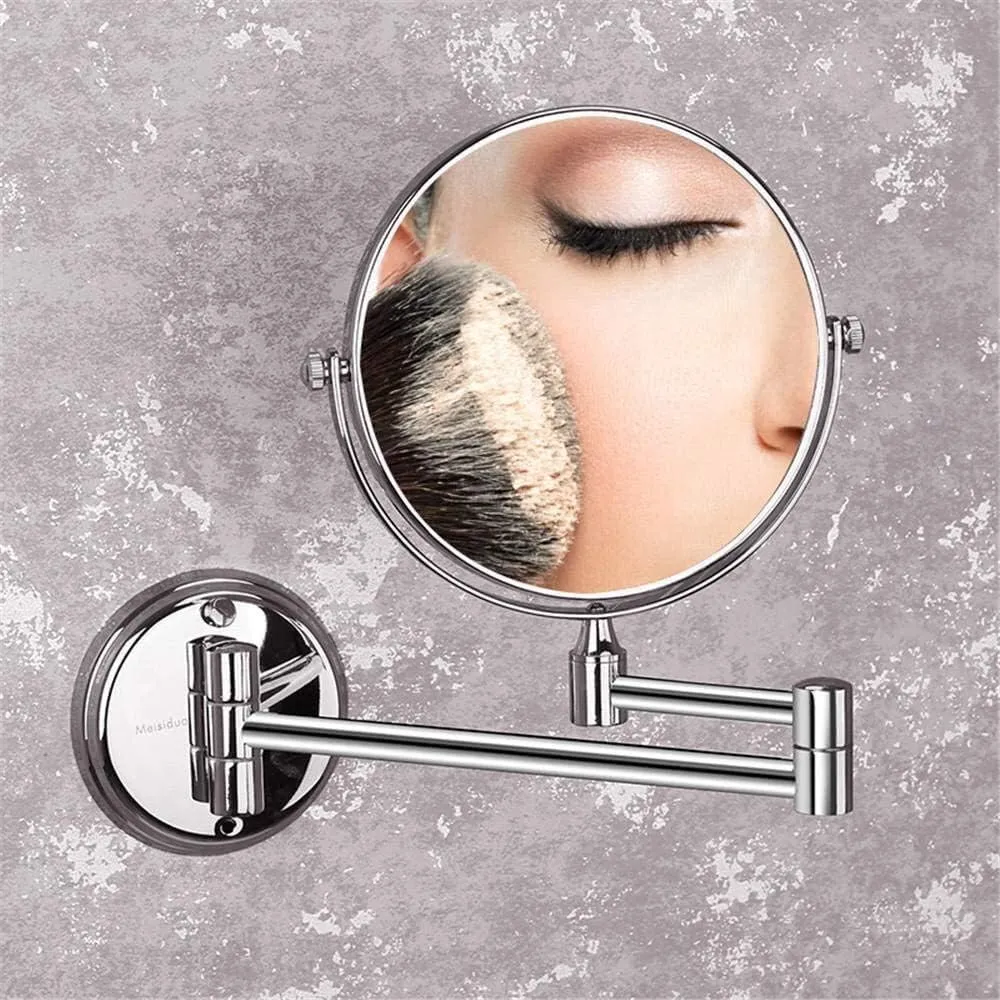 ZADIKO Bathroom Beauty Makeup Mirror Bathroom Wall Hanging Mirror Rotating Mirror Double-Sided Retractable Folding Magnifying Glass