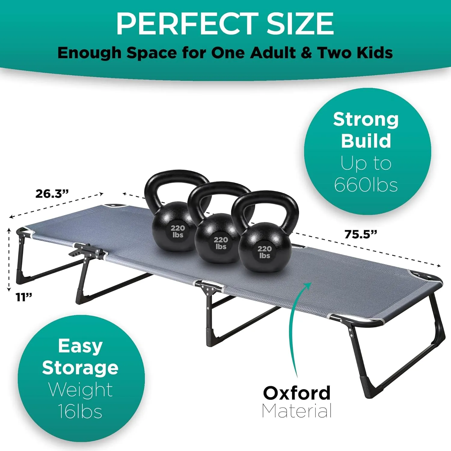 ZONETECH Folding Cot & Pad Mattress 4 Position Adjustable Portable, Premium Quality for Adult and Kids-Perfect for Camping, Travel, Patio, Beach, Indoor & Outdoor Activity (1-Pack)