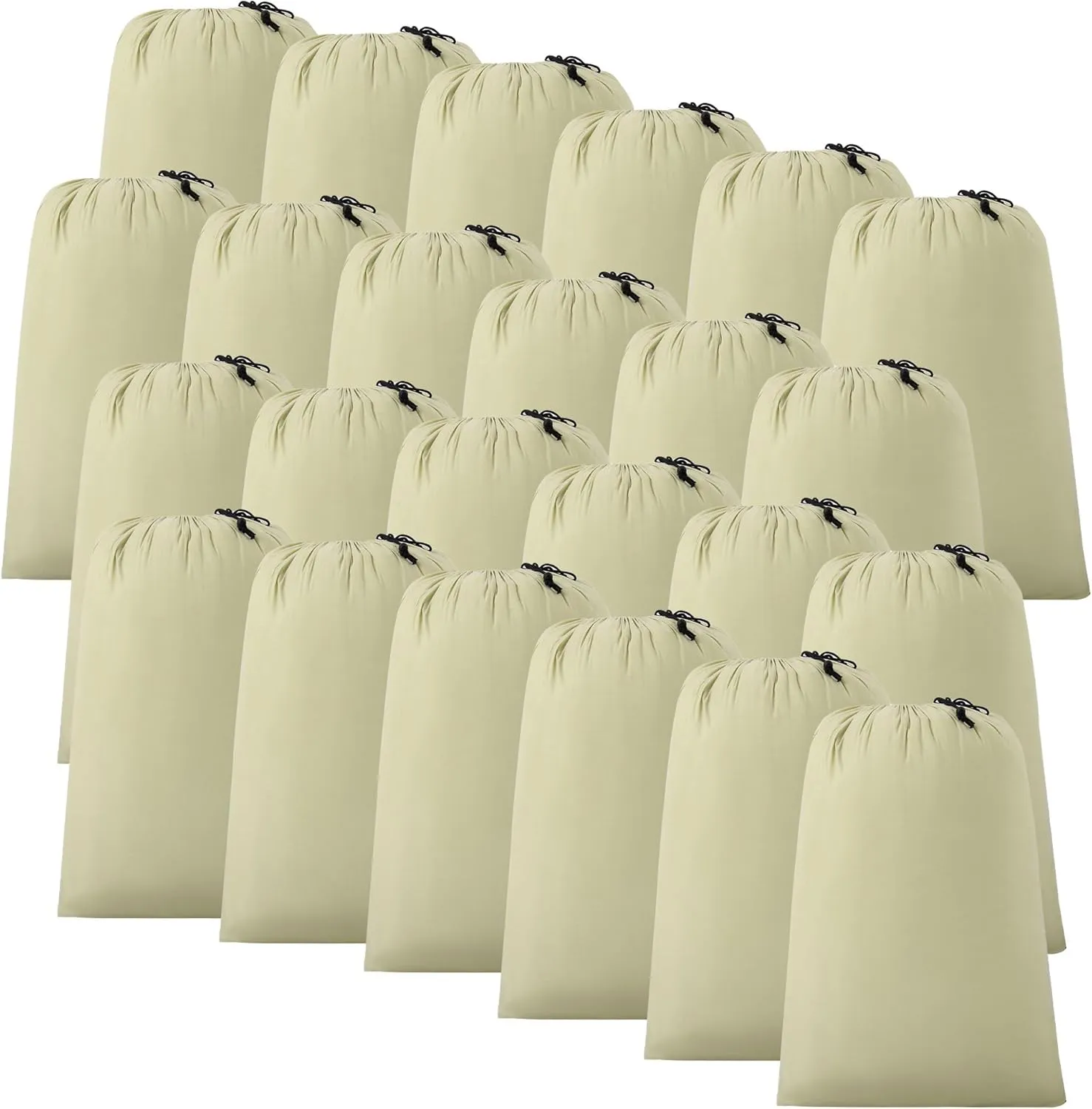 ZPECC Travel Laundry Bag 24 Pack,Bulk Extra Large Heavy Duty Bags, Durable Dirty Clothes Organizer With Drawstring, Fit a Basket or Hamper (40" X 30",Beige)