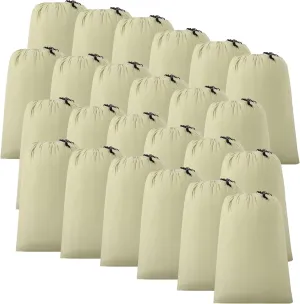ZPECC Travel Laundry Bag 24 Pack,Bulk Extra Large Heavy Duty Bags, Durable Dirty Clothes Organizer With Drawstring, Fit a Basket or Hamper (40" X 30",Beige)